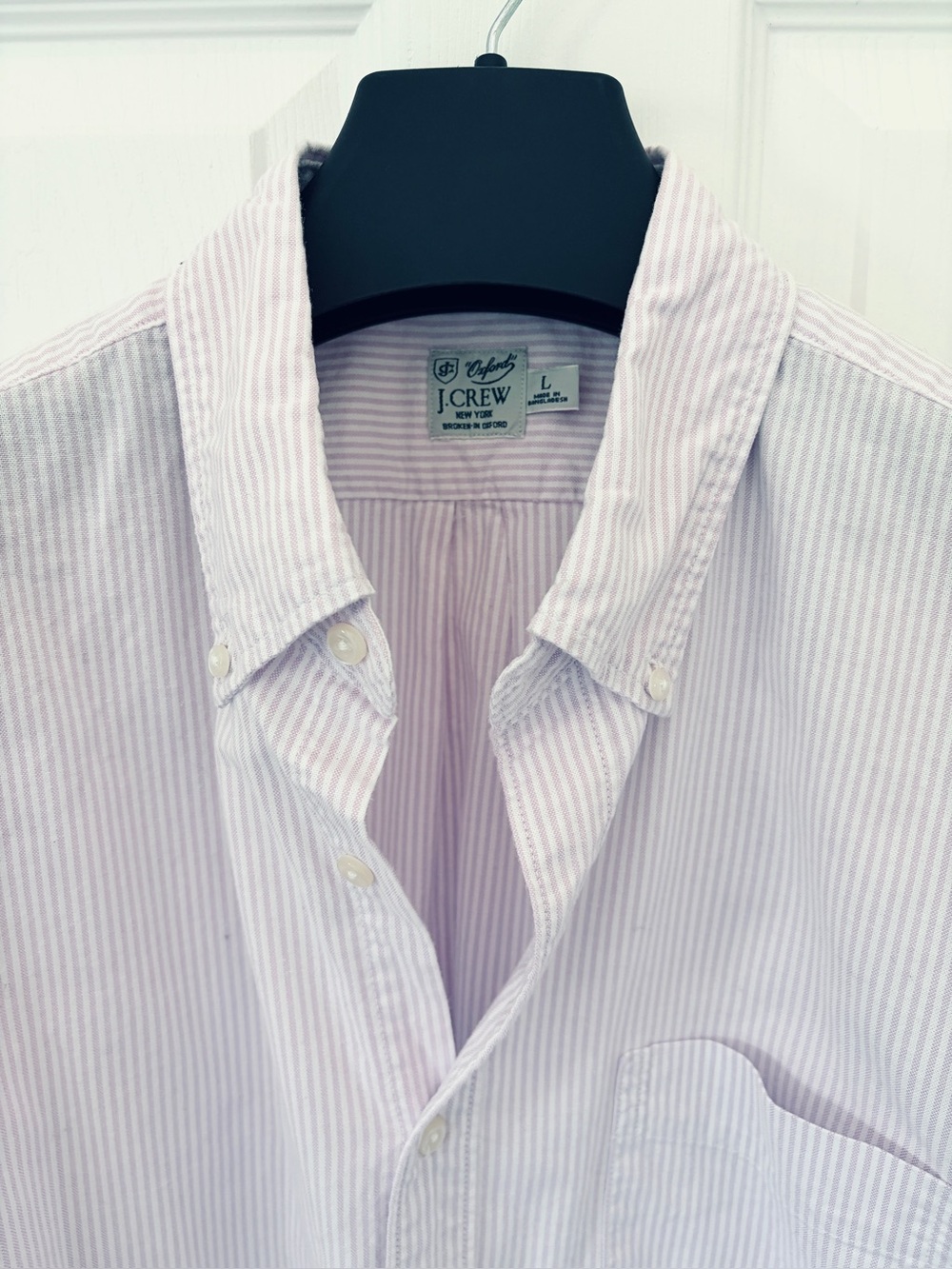 J Crew Classic Fit Lavender University Striped Oxford Shirt - Large